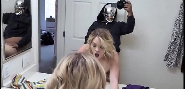  Blonde Stepsister, Katie Kush fucked by Stepbrother in family bathroom with his Halloween costume